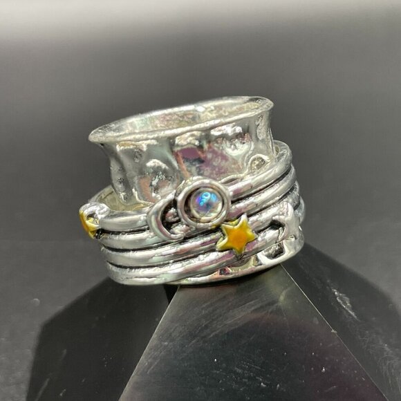 Sun, Star and Moon Boho Spinner Fidget Ring #1359 - Picture 3 of 11